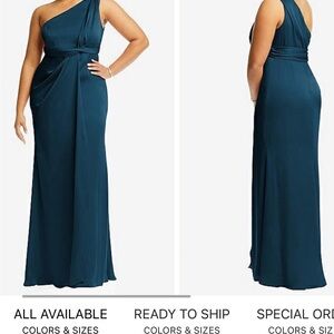 Chic One-Shoulder Maxi Dress in Teal